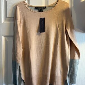 French Connection Pink and Gray Crew Neck Sweater